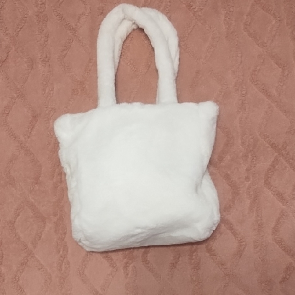 Luxurious White Faux Fur Tote Bag